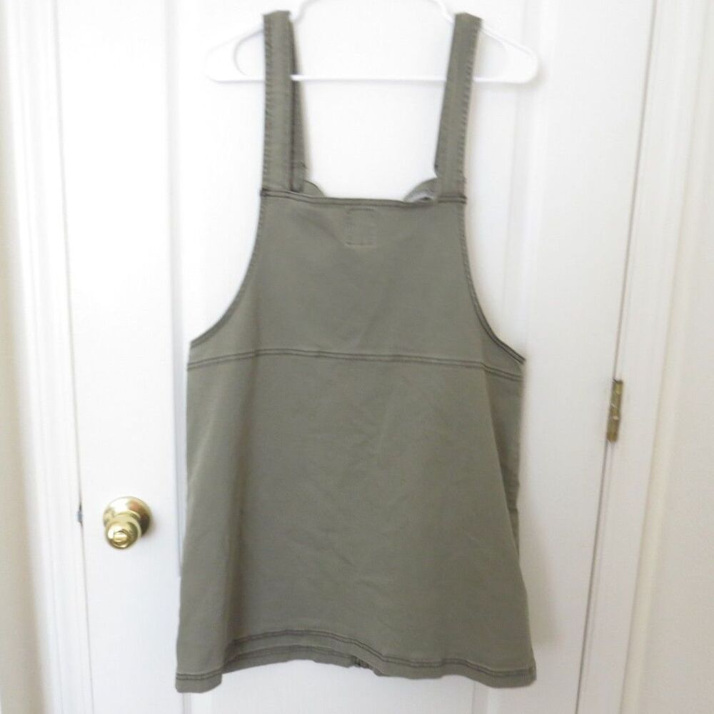 SO Women's Zip Front Overall Pinafore Dress Cotton Olive  Cottagecore XXL EUC - Picture 2 of 10